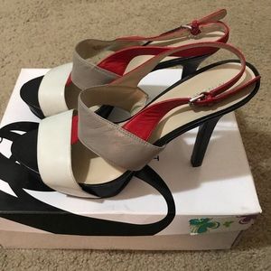 Multi colored leather sandals